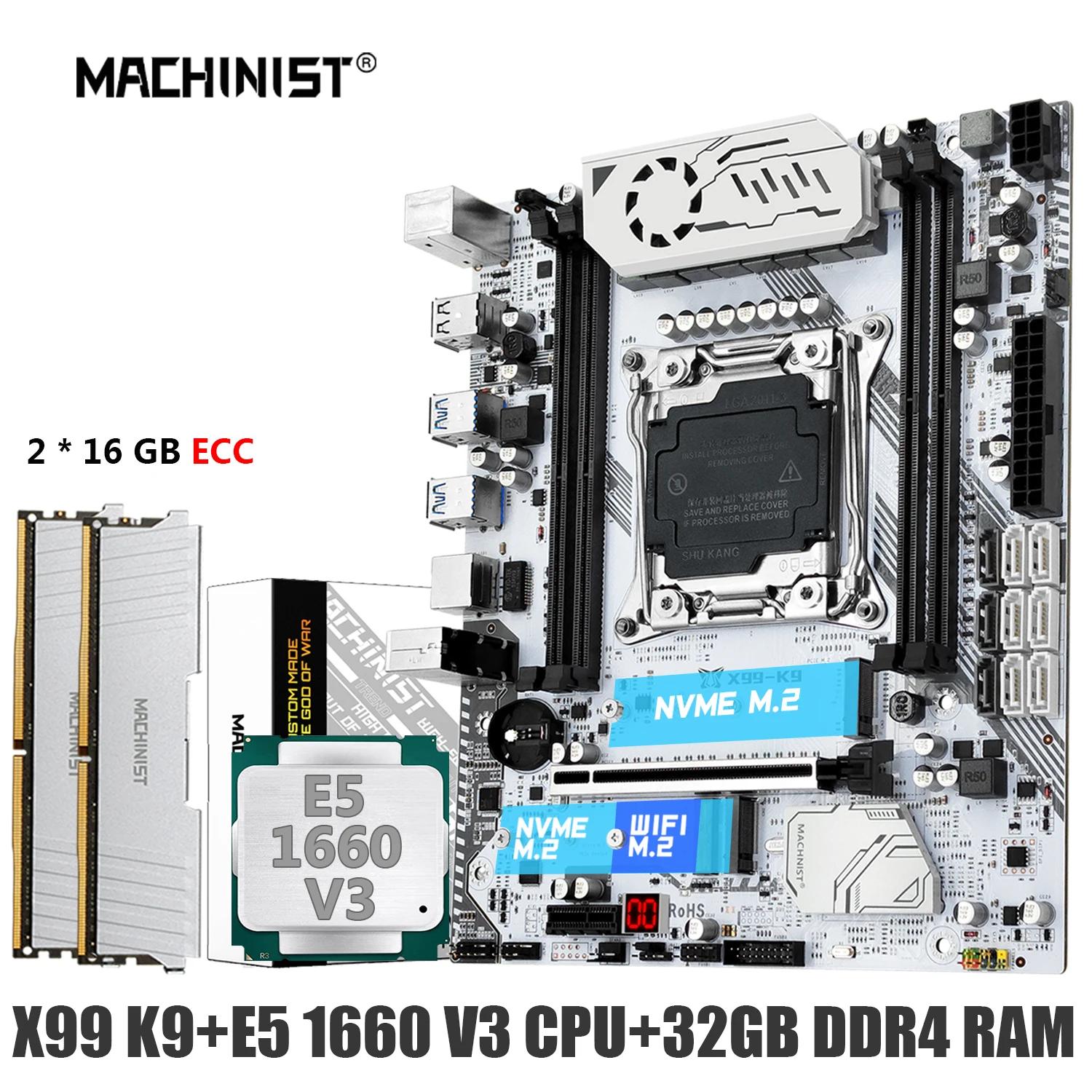 MACHINIST X99 k9  ޺ LGA 2011-3 Xeon E51660 V3 ŰƮ, CPU DDR4 RAM 16G * 2 , 2133MHz ޸, 4 ä NVME USB 3.0
